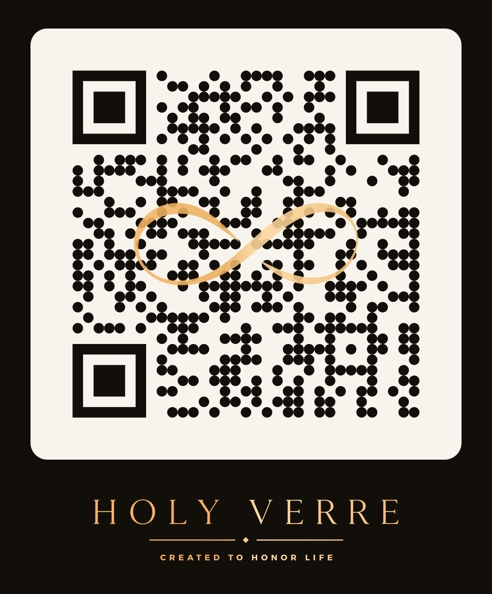 Um código QR que leva à página de catálogos da HolyVerre.